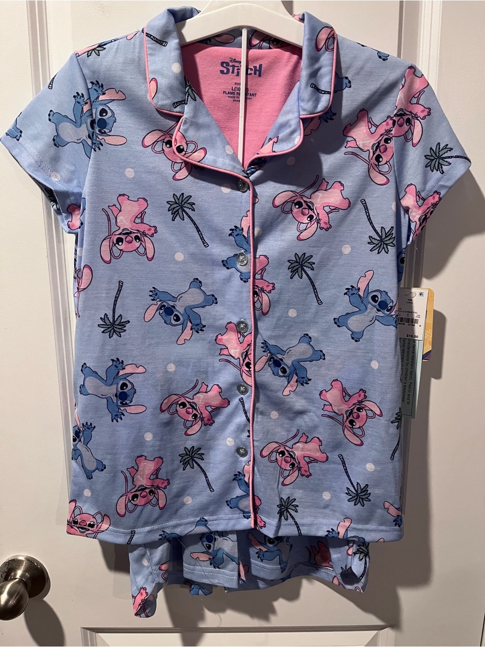Disney Lilo & Stitch Blue and Pink Short Sleeve Pajama Set